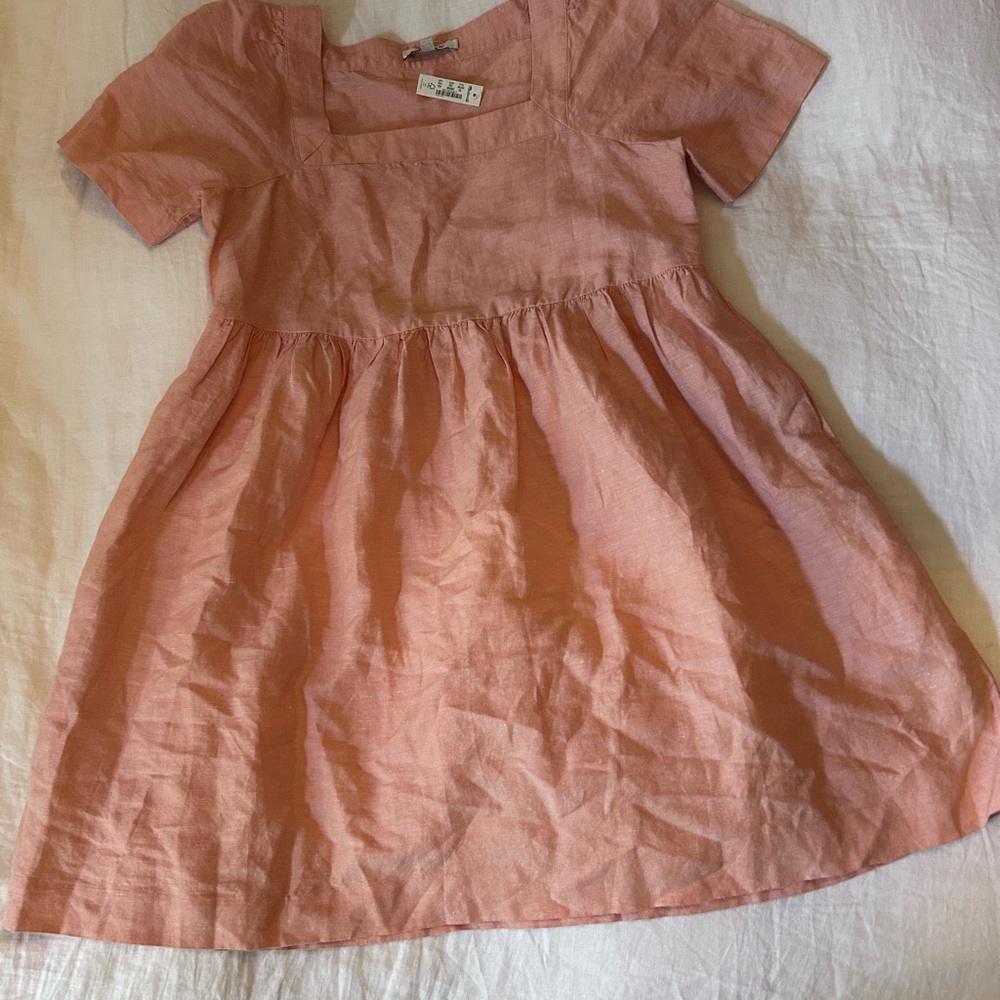 Madewell Allie Linen Blend Mini Dress in Soft Pink/peach